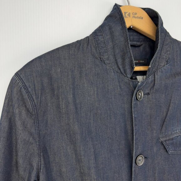 JOHN VARVATOS 100% Cotton Chambray Button Front Dark Blue Blazer Jacket Size 40R - Picture 9 of 11